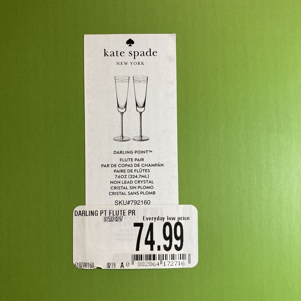 Kate Spade Lenox Wedding Champagne Flute Set Mr & Mrs Darling Point Crystal - Picture 7 of 10